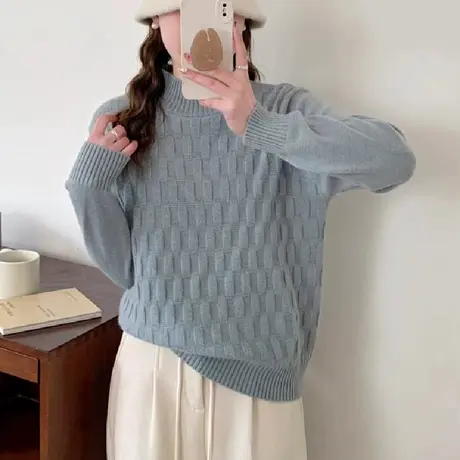 毛衣女款加厚2024新款秋冬季半高领菱形内搭打底衫女装爆款上衣商品大图