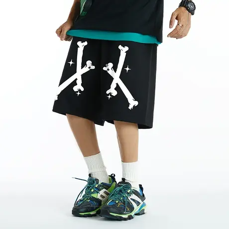 欧美高街潮流短裤男潮美式街头宽松五分裤加肥加大夏季胖子运动裤商品大图