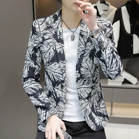 男士时尚花西装春秋季休闲春装单西上衣痞帅高级感潮流小西服外套商品大图