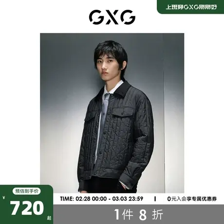 GXG男装 商场同款黑色简约翻领夹克 23年冬季新品GEX12126864商品大图
