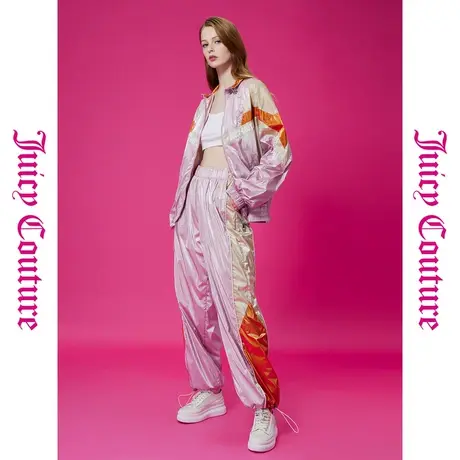 Juicy Couture橘滋初秋冬款氧气少女印花亮面拼色休闲裤商品大图