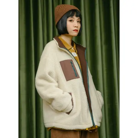 omont蛋挞家 复古羊羔毛工装棉服外套女学生加厚夹克短款棉衣冬季商品大图