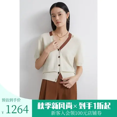 恩裳商场同款夏舒适天麻丝面料垂感耐磨百搭短袖针织衫女图片