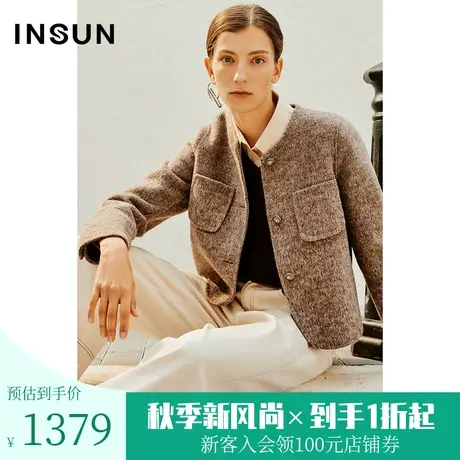 恩裳2023春款新款双面呢混纺纹理格纹料染色手工缝制外套商品大图