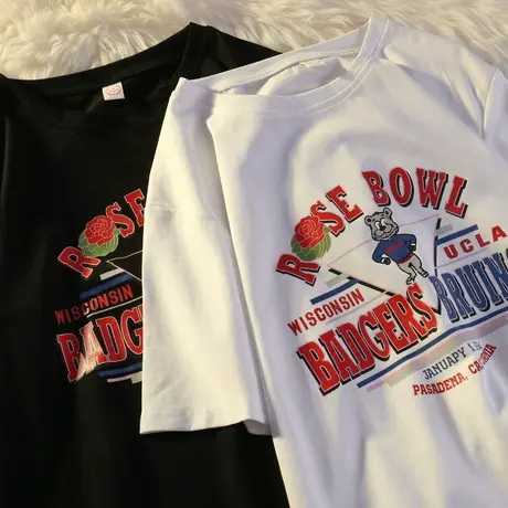 韩版chic趣味字母印花短袖T恤女夏季宽松慵懒风学生减龄半袖上衣商品大图