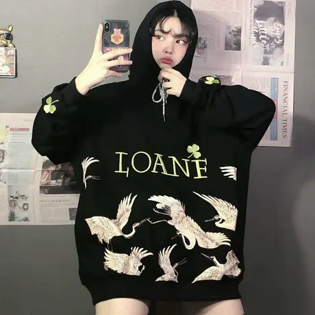 oversize潮牌卫衣女春秋宽松韩版ins上衣bf慵懒风薄款ulzzang外套图片