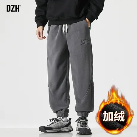 男士宽松摇粒绒卫裤男冬季加绒束脚休闲裤子2024新款运动男裤百搭商品大图
