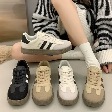 阿甘鞋子女鞋子2024新款春秋百搭休闲运动鞋平底板鞋小白鞋德训鞋商品大图