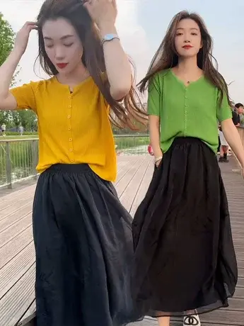 短袖针织衫女短款开衫夏季2023年新款韩版小众温柔气质外搭上衣潮商品大图