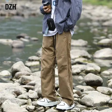 男士拖地裤垂感高级感2023新款卡其色裤子春秋休闲直筒裤百搭长裤图片