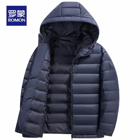 罗蒙轻薄羽绒服男2025新款时尚连帽休闲保暖上衣便携羽绒外套冬装商品大图
