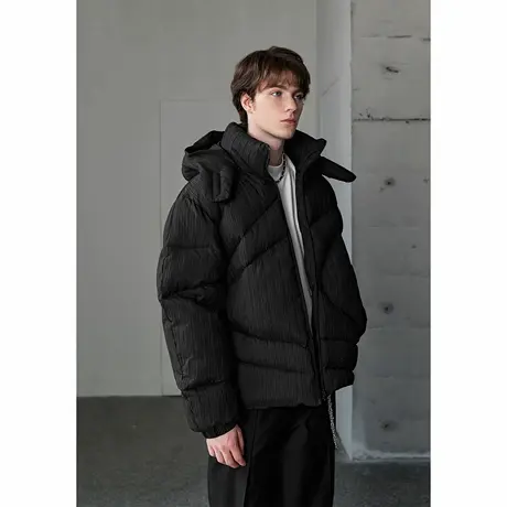 Lilbetter可拆卸帽子压皱设计感短款棉服2024冬季新款保暖面包服图片