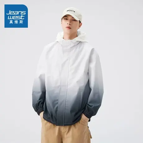 LE真维斯男装2025春季新款时尚休闲简约风渐变设计男女同款外套图片