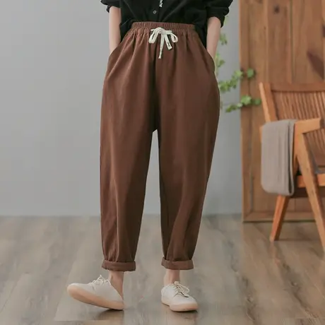 dza 高腰显瘦宽松阔腿裤2023春秋新款长裤女士休闲哈伦裤直通女裤图片