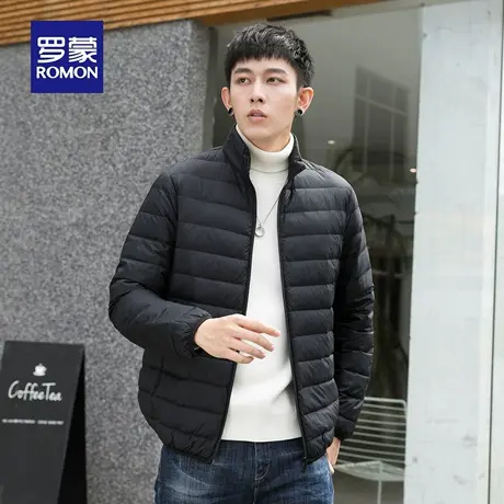 罗蒙男士休闲短款羽绒服2025秋季新款时尚百搭保暖纯色轻薄外套男商品大图