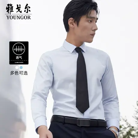 雅戈尔奥莱 男装棉弹免烫秋易打理商务休闲长袖衬衫男修身衬衣商品大图