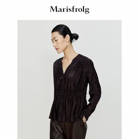 【质感肌理系列】Marisfrolg玛丝菲尔上衣春装v领提花衬衫图片