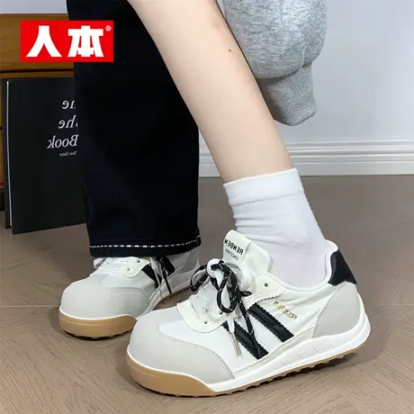 人本复古德训鞋女2025秋季新款运动休闲鞋轻便百搭软底小白鞋子女商品大图