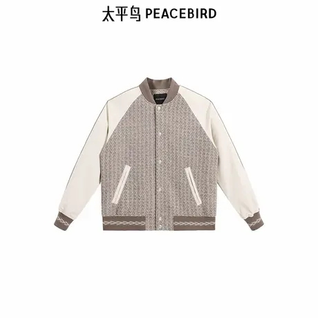 【商场同款】太平鸟男装 绵羊毛棒球服阔版撞色休闲夹克B1BCE4313商品大图