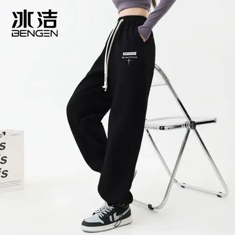 冰洁美式街头抽绳运动裤女2023新款宽松百搭阔腿裤休闲卫裤MYY商品大图
