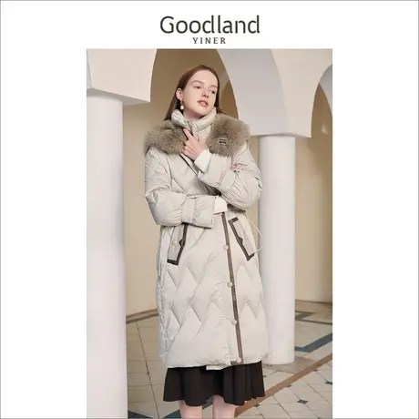 【Luna专享】音儿美地女装2022冬季长款过膝加厚狐狸毛领羽绒服商品大图