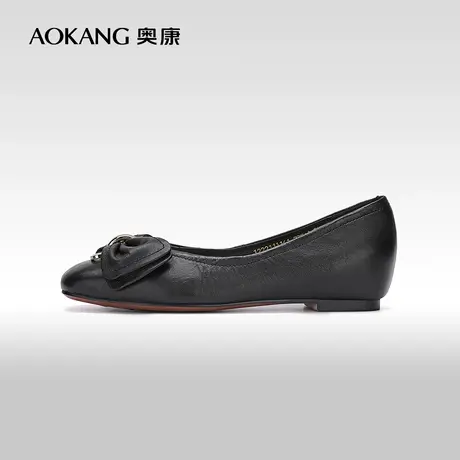 【门店发货】奥康女鞋 秋季蝴蝶结金属装饰淑女百搭通勤单鞋图片