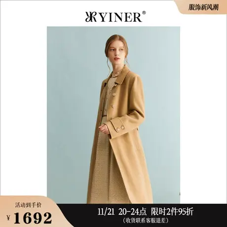 [云感真丝羊毛]YINER音儿专选女装冬美拉德毛呢大衣商品大图
