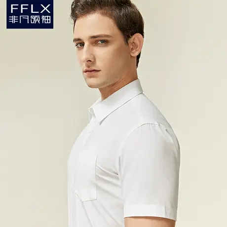 竹纤维高端潮流商务衬衫男装短袖修身显瘦免烫职业白衬衣高级感商品大图