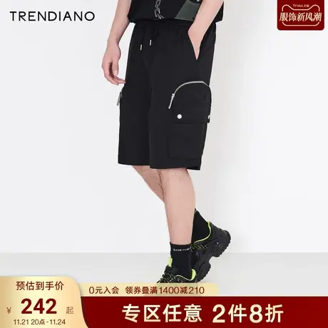 TRENDIANO潮牌官方男装裤子时尚潮流立体口袋抽绳休闲短裤五分裤商品大图