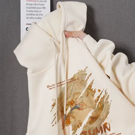 美式复古卫衣女春秋薄款2023新款爆款连帽慵懒风chic早秋学生外套图片