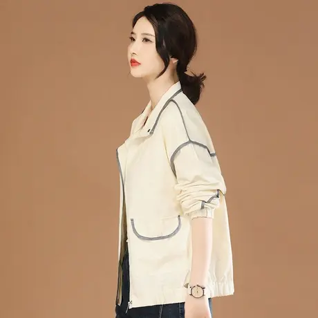 韩潮袭人长袖立领拼接休闲工装外套女2023秋季新款宽松显瘦夹克图片