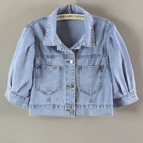 春夏秋韩版新款牛仔外套女短款宽松中袖上衣泡泡袖外搭潮8647图片