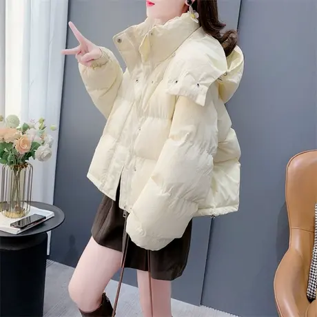 小香风轻薄加厚面包棉服女2023年新款冬季宽松小个子爆款外套上衣图片