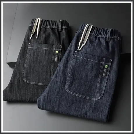 夏季薄款春秋款牛仔裤男款男士直筒宽松紧腰休闲男裤子2024年新款商品大图