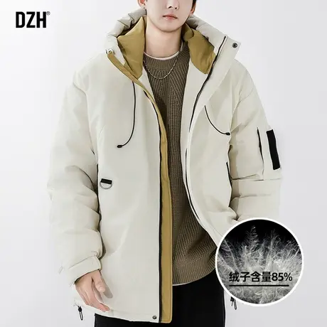 男士加厚羽绒服男冬季2023年新款工装连帽外套派克服保暖羽绒夹克图片