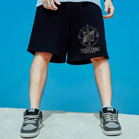 男裤胖子纯棉加肥加大码宽松篮球潮牌运动五分裤短裤夏季薄款中裤商品大图