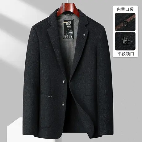 双面呢西服男高端商务休闲羊毛呢子短款大衣秋冬加厚休闲西装外套图片