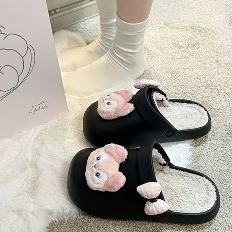 卡通可爱毛毛拖鞋女秋冬外穿2023新款居家踩屎感防滑包头半拖棉鞋商品大图