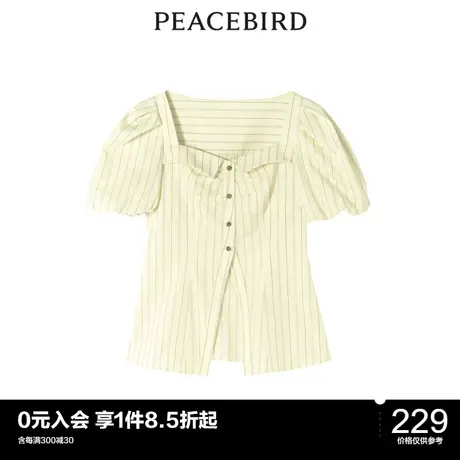 太平鸟潮流时尚气质休闲条纹衬衫图片