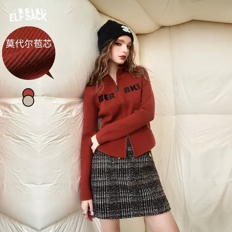妖精的口袋高领内搭针织开衫女2024年早春新款修身打底衫短款上衣商品大图