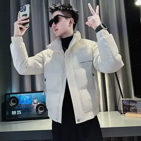 棉衣外套男冬季2023新款ins时尚短款修身轻熟风加厚冬装立领棉服图片