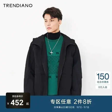 TRENDIANO官方潮牌秋冬男装时尚简约个性分割连帽休闲夹克外套男商品大图