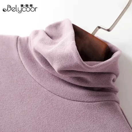 高领德绒保暖内衣女秋冬加绒加厚内搭长袖发热打底衫双面磨毛上衣商品大图