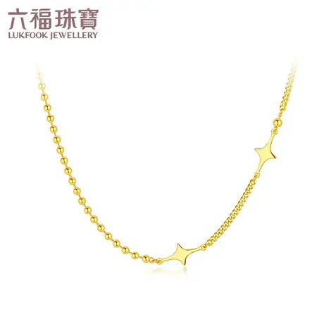 六福珠宝星星黄金项链光影金女款5G足金挂坠套链正品计价010878NA图片