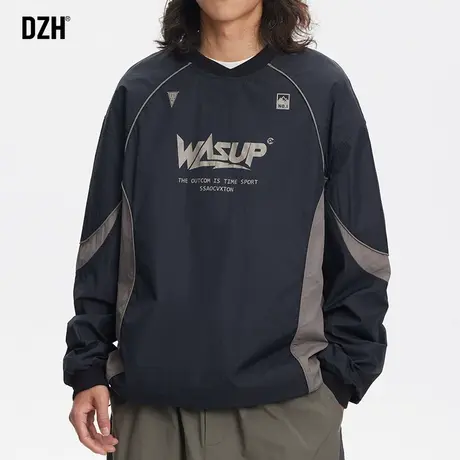 男士速干外套男圆领套头梭织卫衣男2024年春季宽松运动户外上衣服商品大图