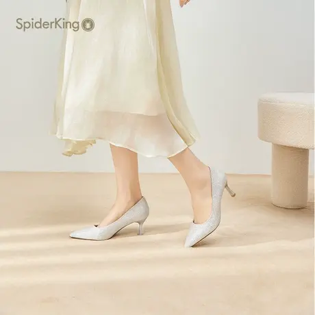 蜘蛛王女鞋官方旗舰店正品高跟鞋2025夏季新款细跟气质婚鞋新娘鞋图片