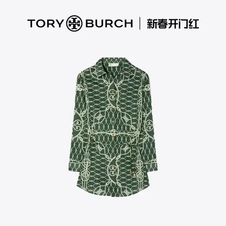 【12期免息 新品】TORY BURCH 汤丽柏琦 印花翻领长袖上衣158179商品大图
