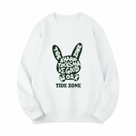 Ohlyah手绘字母兔子圆领印花卫衣男女秋新款大码胖子美式情侣外套商品大图