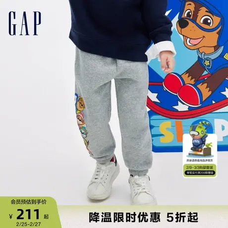 【汪汪队联名】Gap男幼童冬季抓绒保暖运动卫裤儿童束脚裤847204商品大图