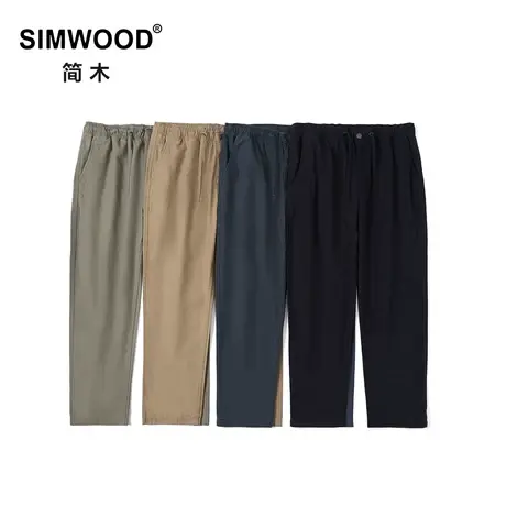 Simwood简木男装【LT02宽松锥形】 秋季270g珠帆格水洗复古休闲裤图片